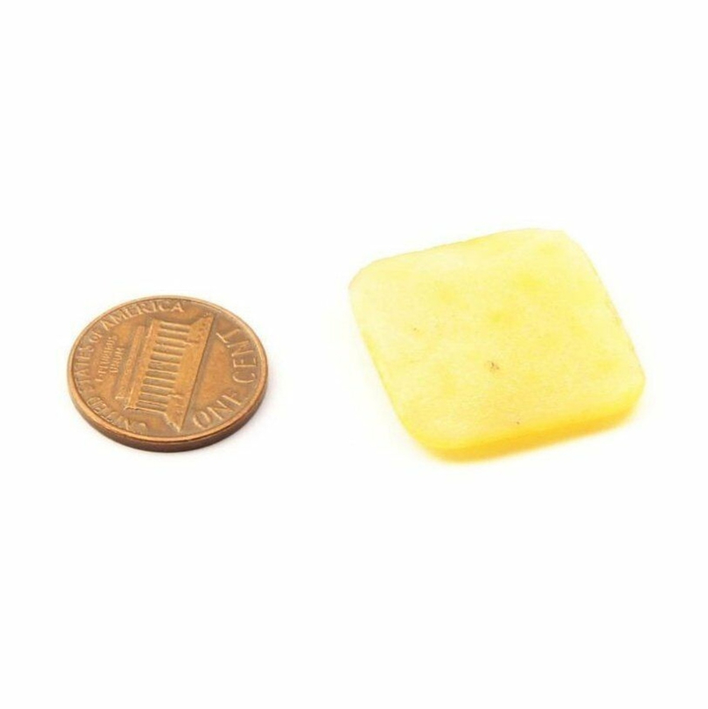 Czech antique yellow satin moonglow square glass cabochon 25mm