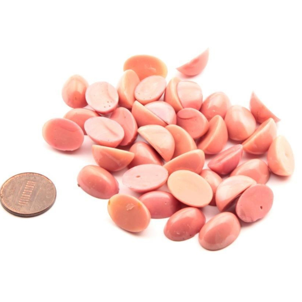 Lot (38) 16mm Czech vintage dusty pink oval high domed glass cabochons