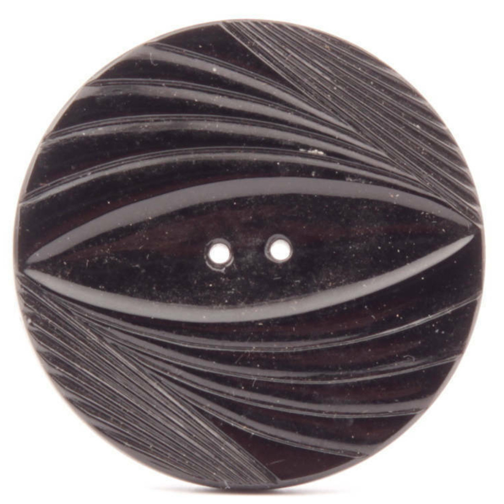Large antique Czech black glass button 45mm