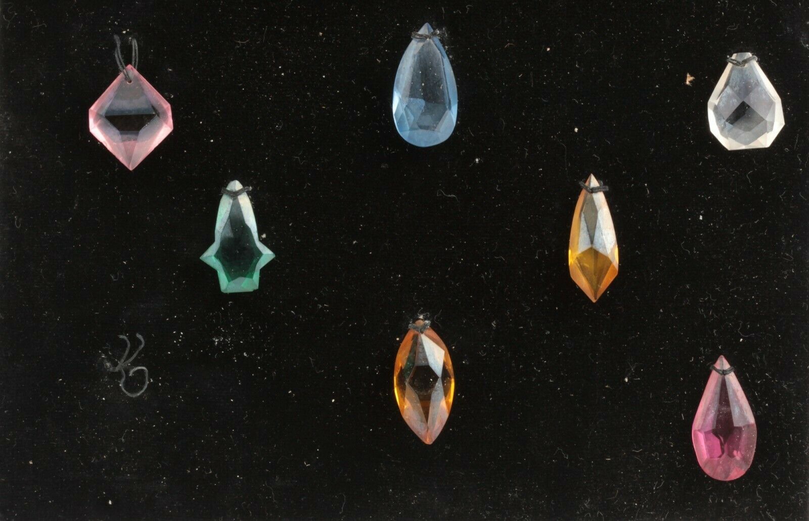 Antique 1920s Czech sample card 17 hand cut earring necklace pendant glass beads