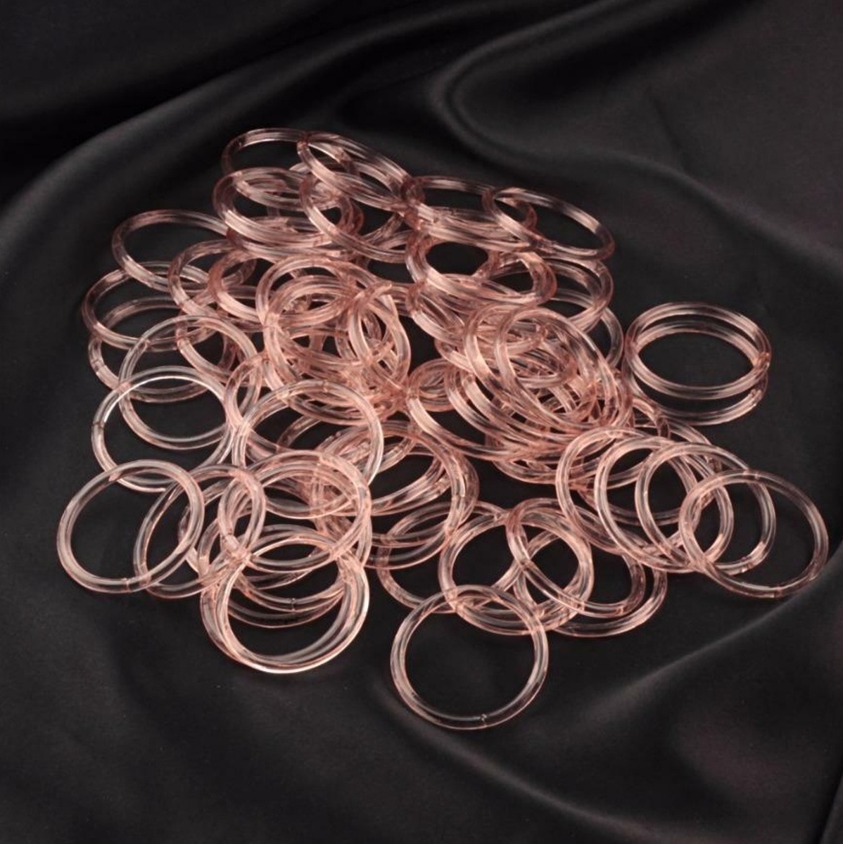 Lot (210) antique Czech rose pink glass bangles hoops earring elements 48mm