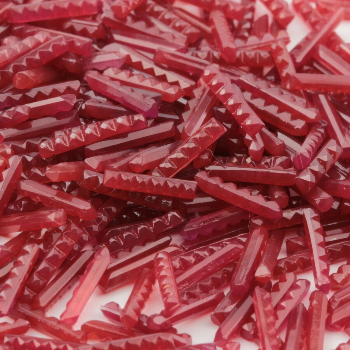 Lot (300) Vintage Czech carnelian red baguette bar glass rhinestones 9x1.5mm