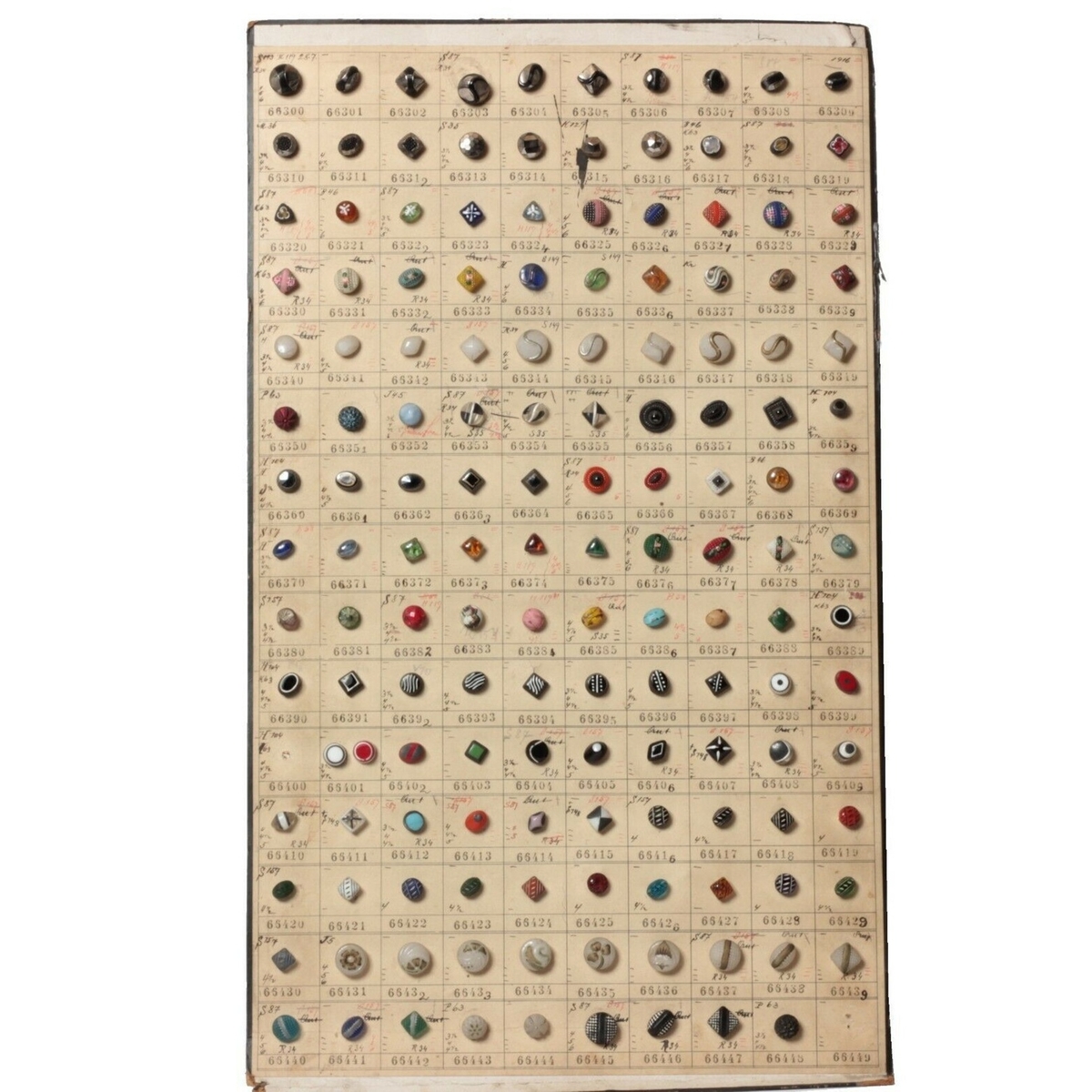 1916 Sample card (149) Czech antique glass buttons lampwork gilt lustre