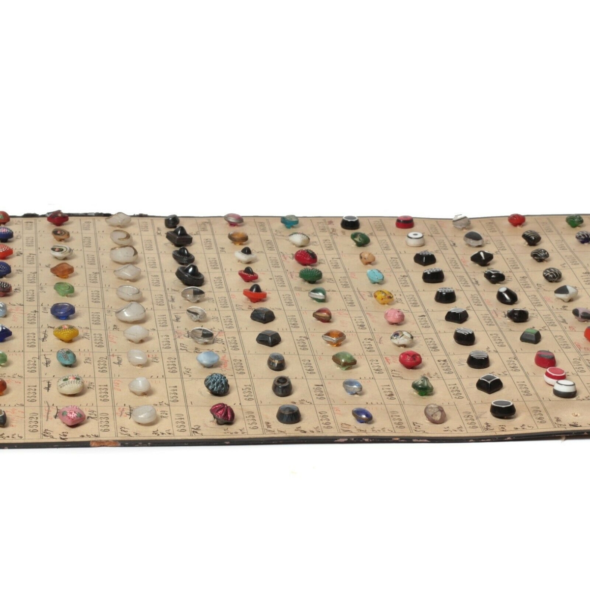 1916 Sample card (149) Czech antique glass buttons lampwork gilt lustre