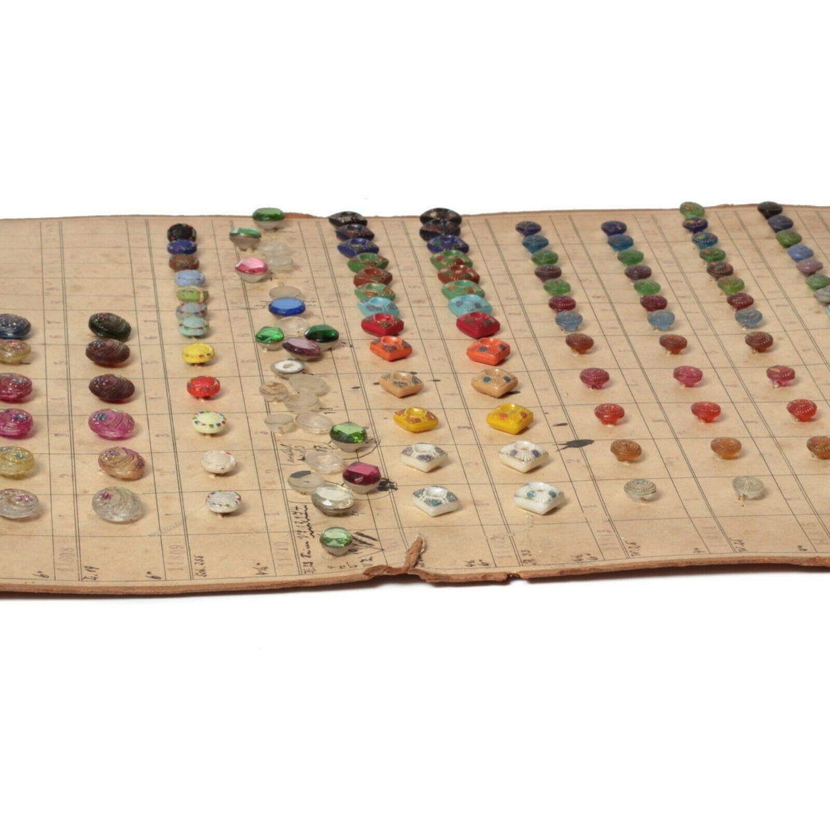 1925 Sample card (164) Czech antique dimi small glass buttons