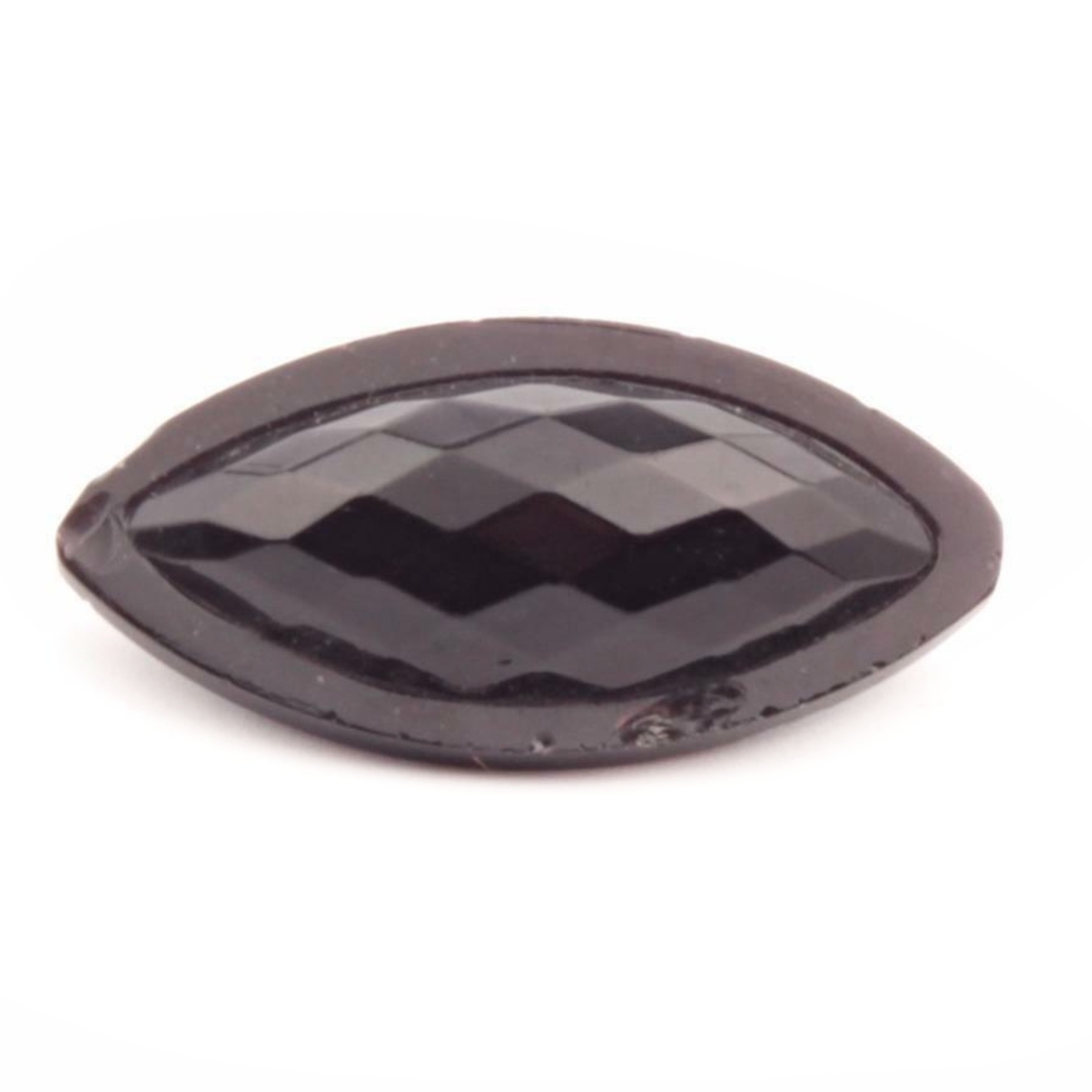 Vintage Art Deco Czech oval navette faceted black glass button 26mm