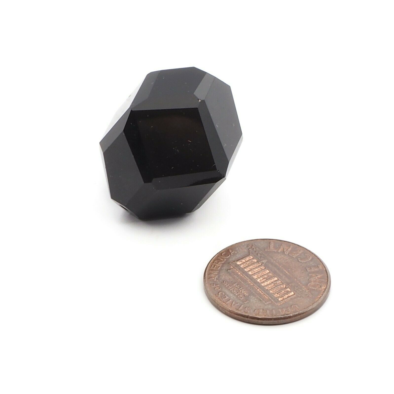 Large Swarovski antique hand faceted jet black oval glass bead 25mm