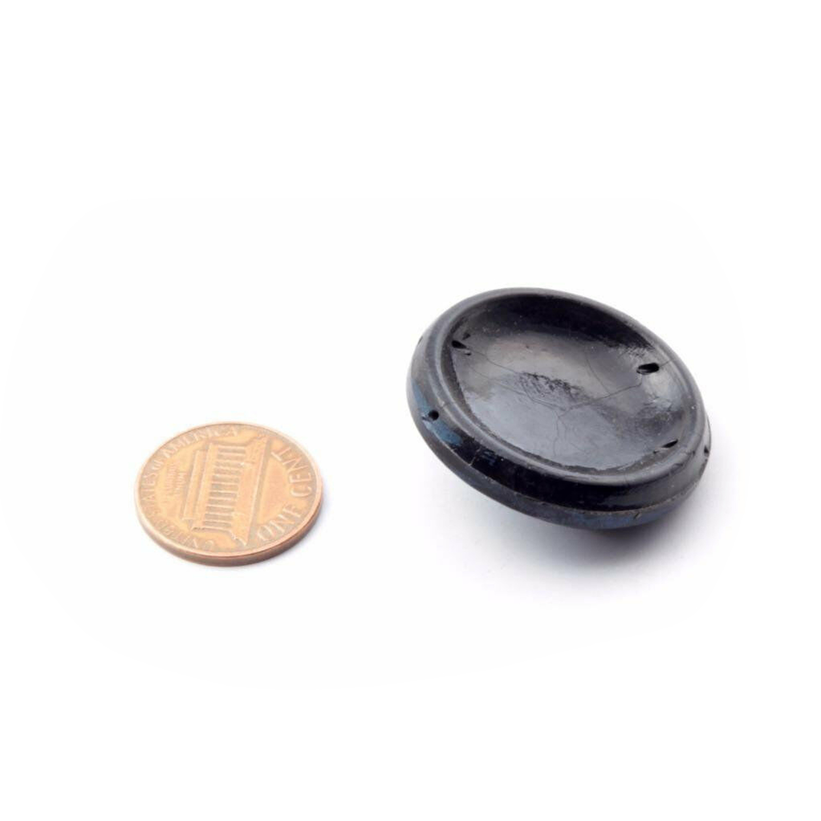 Czech Victorian metallic imitation fabric black 2 hole connector glass bead 32mm