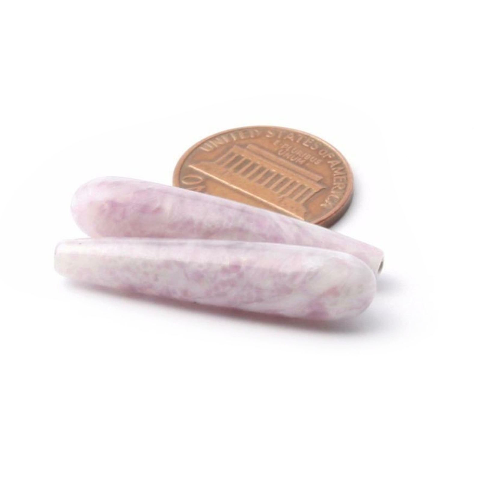 Lot (2) 33mm antique Czech lampwork lilac marbled earring headpin glass beads