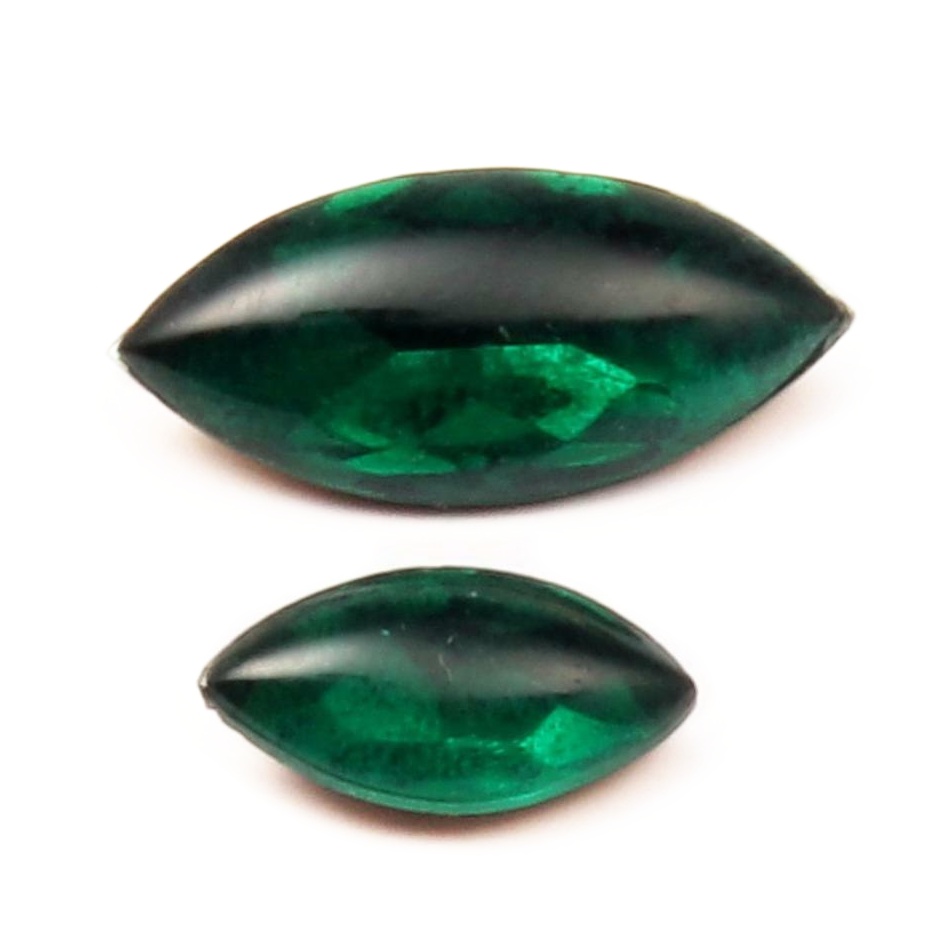 Lot (2) Czech vintage Emerald oval glass rhinestones Kittay and Blitz New York