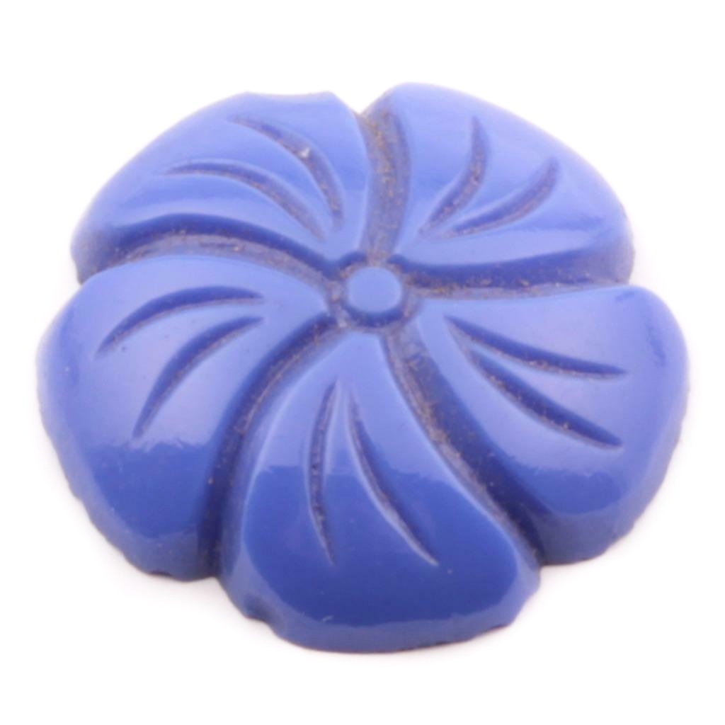 Vintage Czech realistic blue pansy flower art glass cabochon 19mm