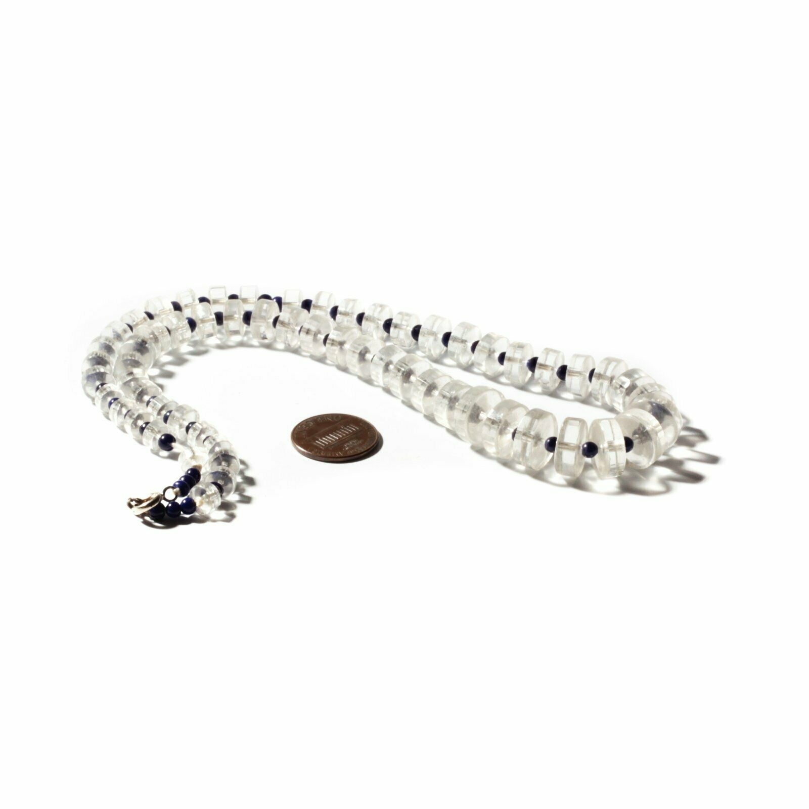 Vintage Art Deco necklace clear gradual rondelle faceted Czech glass beads