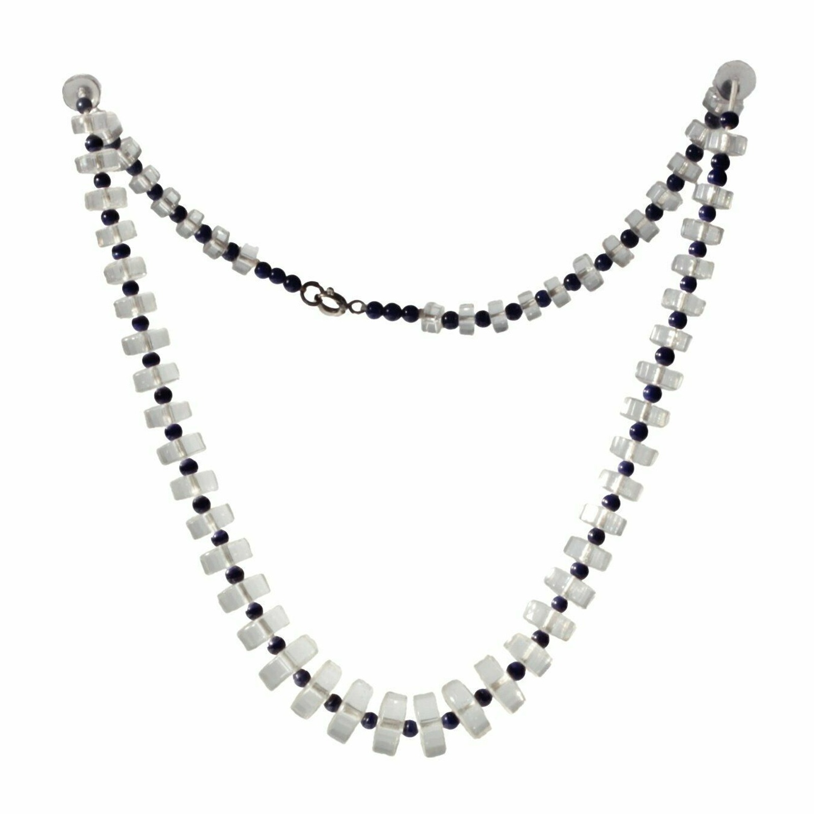 Vintage Art Deco necklace clear gradual rondelle faceted Czech glass beads