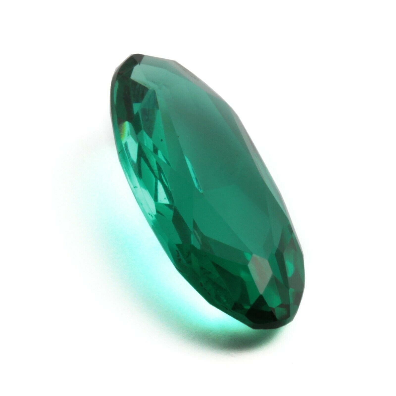 Large antique Czech hand cut green oval faceted glass rhinestone 22x10mm