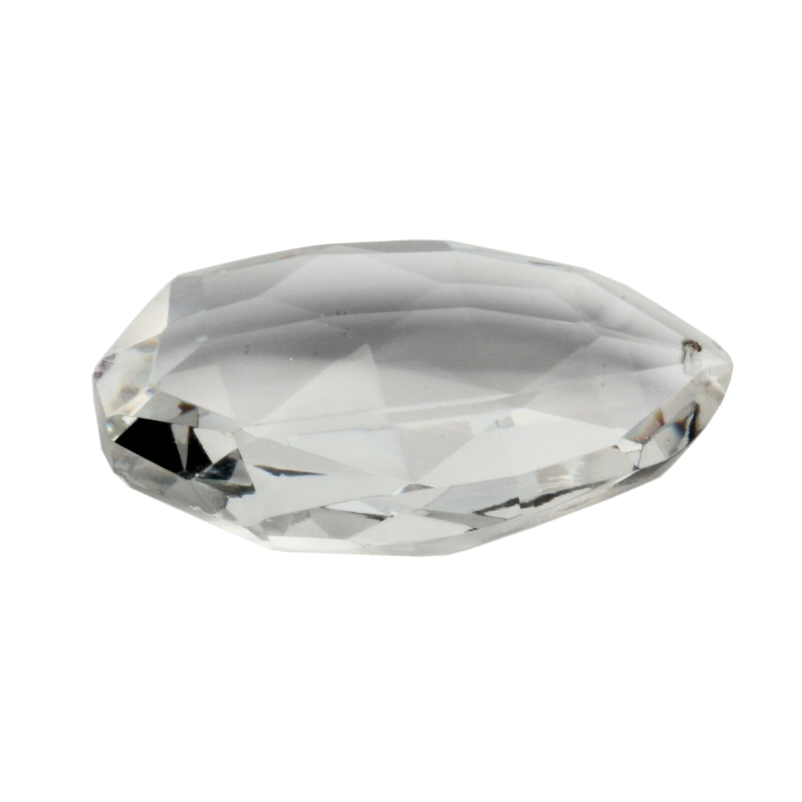 Czech antique hand cut crystal clear oval faceted pendant glass bead 36mm