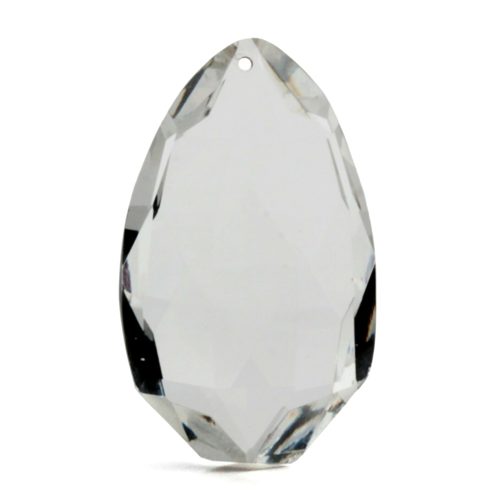 Czech antique hand cut crystal clear oval faceted pendant glass bead 36mm