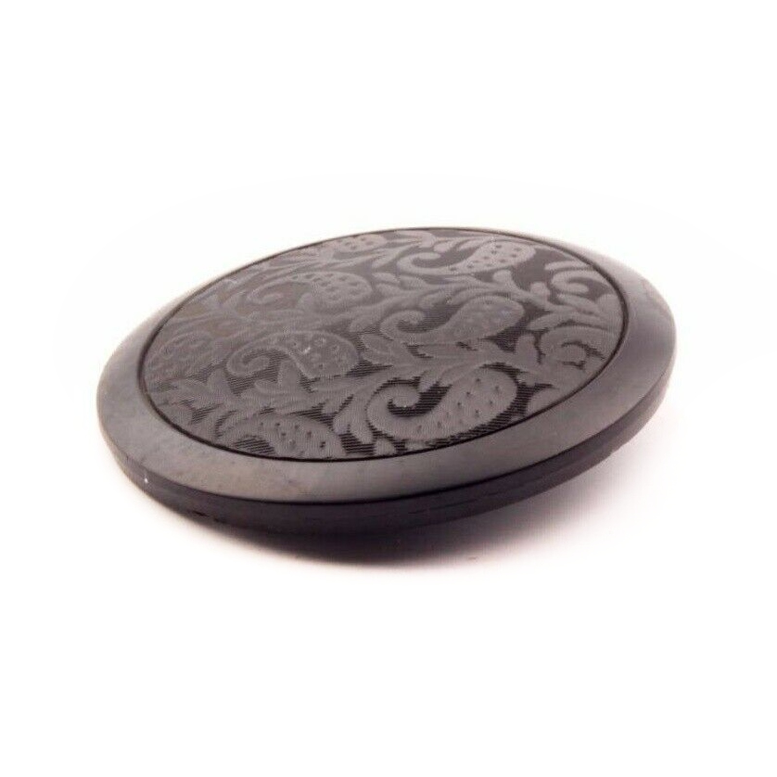 Large antique Victorian Czech floral lacy style Paisley black glass button 50mm