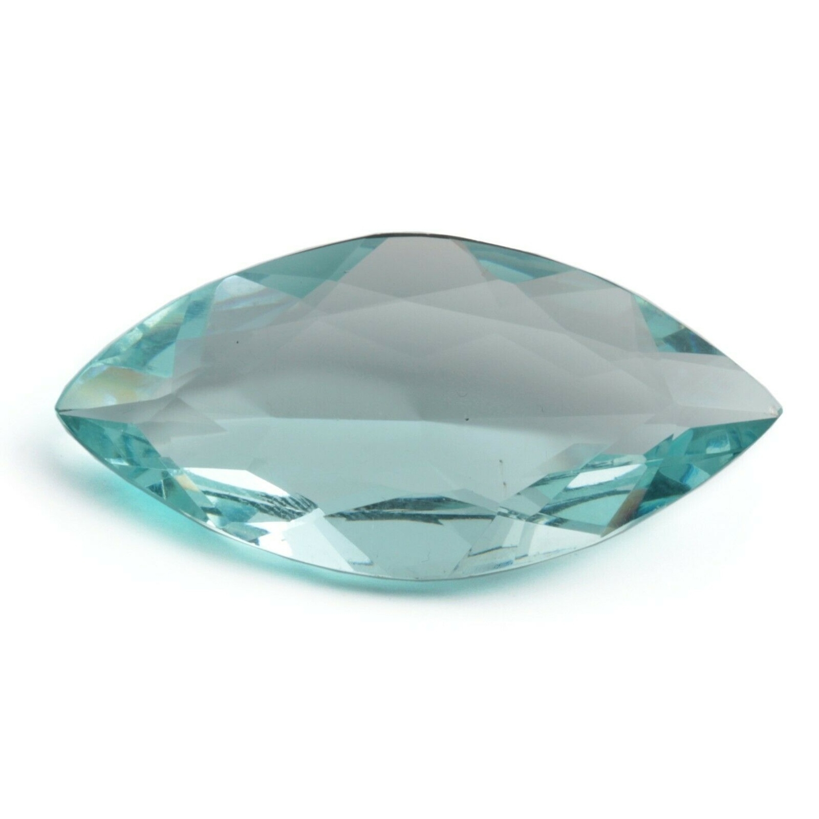 Large antique Czech hand cut crystal clear oval eye glass rhinestone 38x18mm