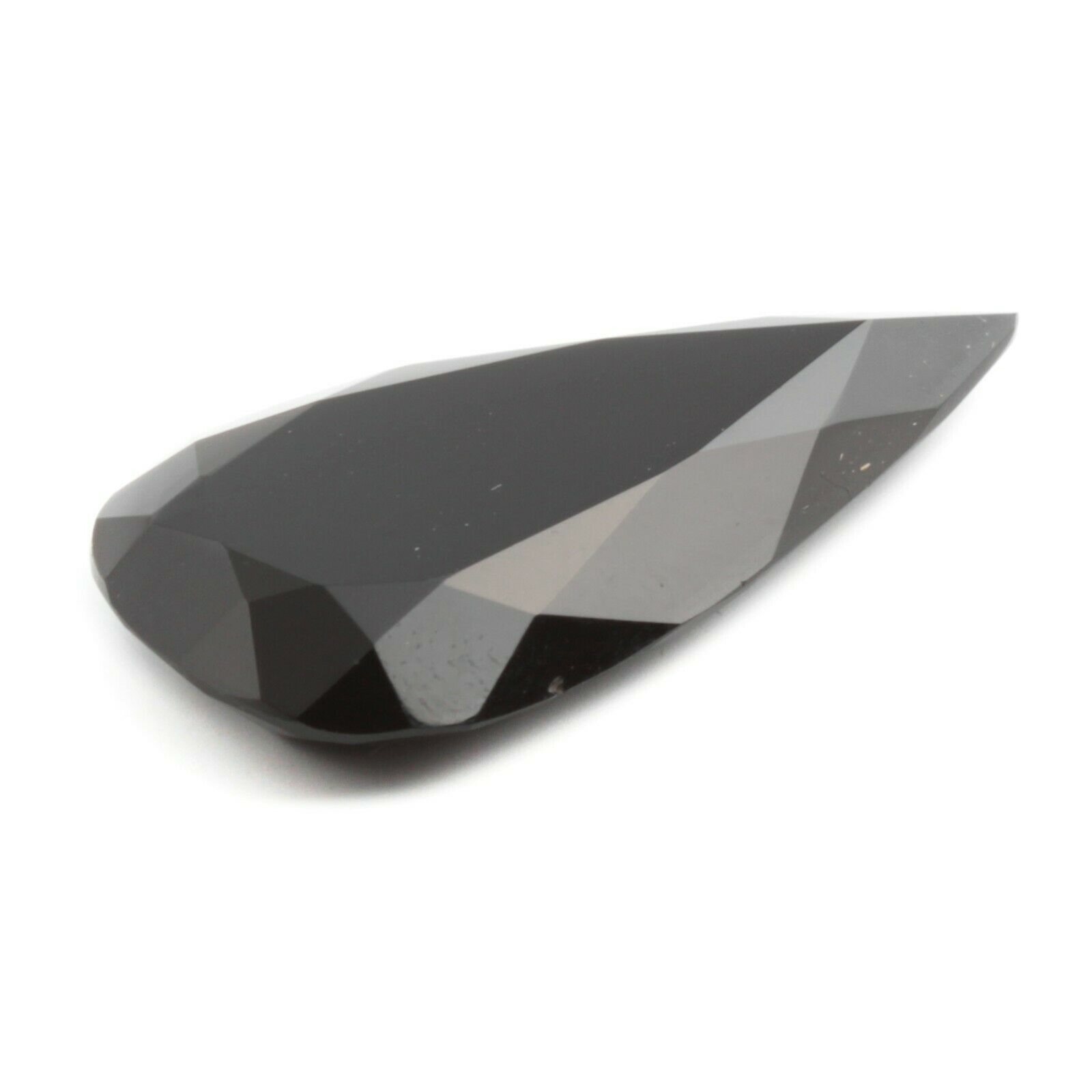 Large antique Czech hand cut teardrop jet black glass rhinestone 37x19mm