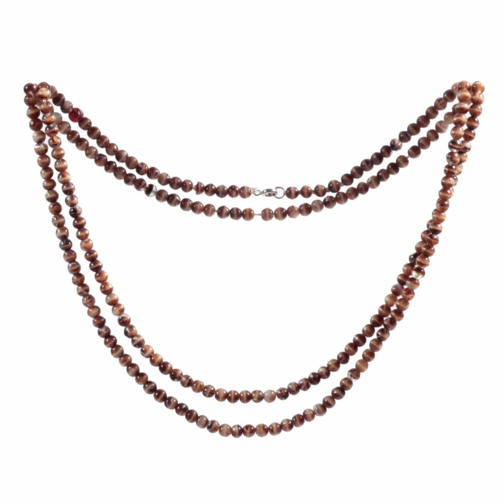 Vintage necklace Czech brown marble glass beads