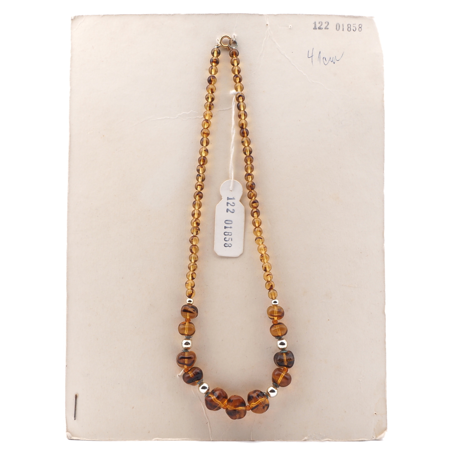 Vintage Czech necklace topaz tortoise glass beads 16"