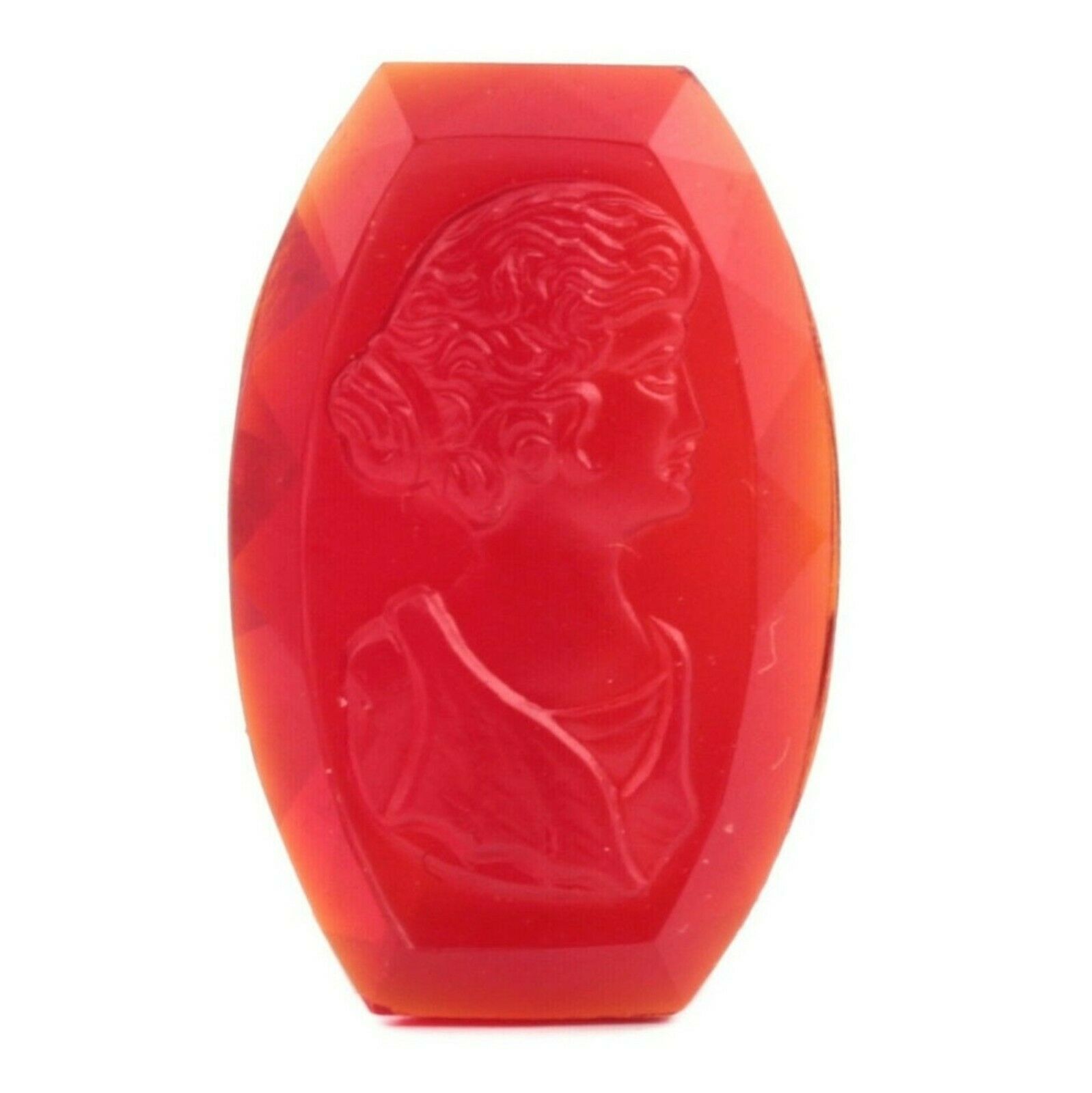Czech vintage Art Deco pictorial cameo ruby red glass rhinestone 20mm