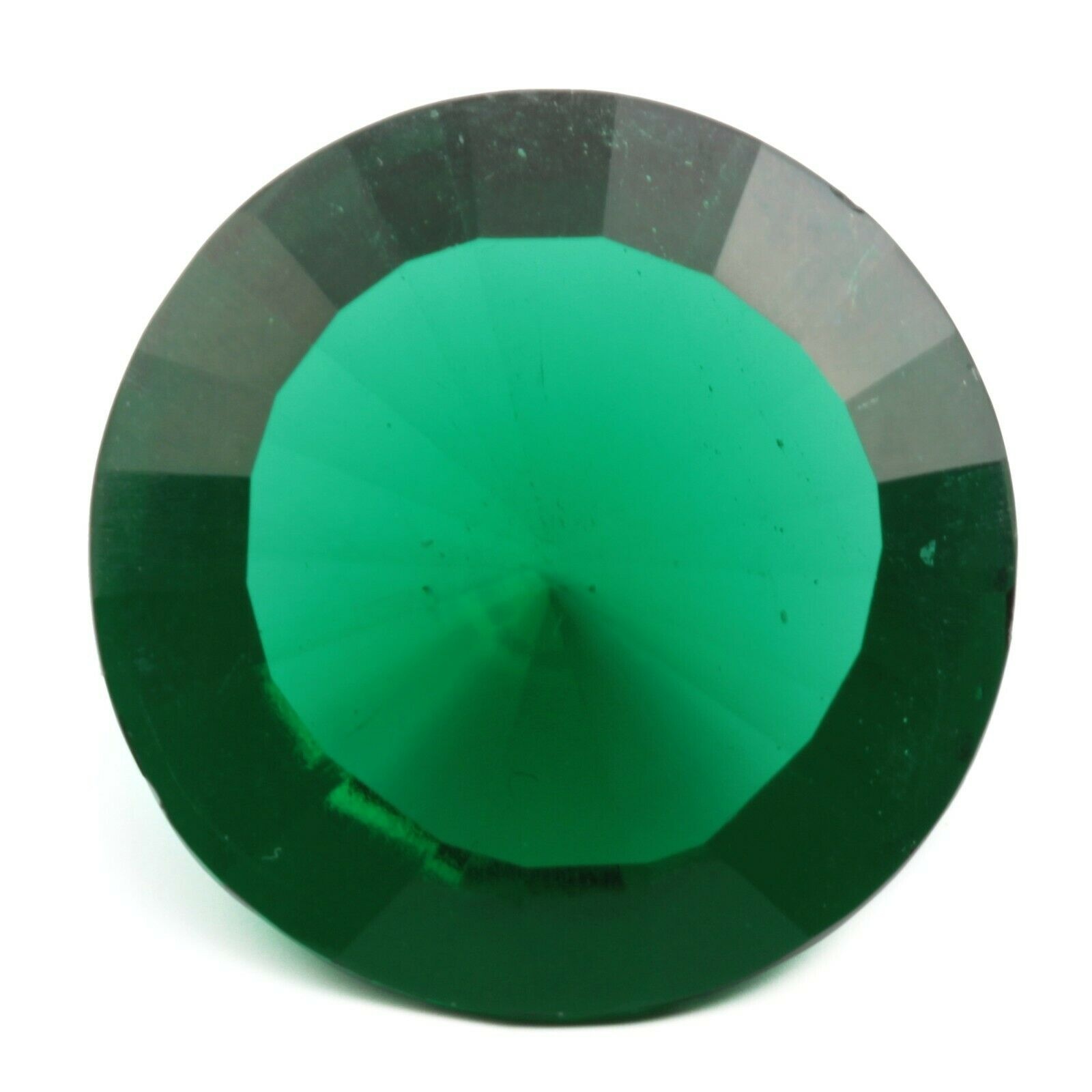 Large antique Czech hand cut round Emerald green glass rhinestone 31mm