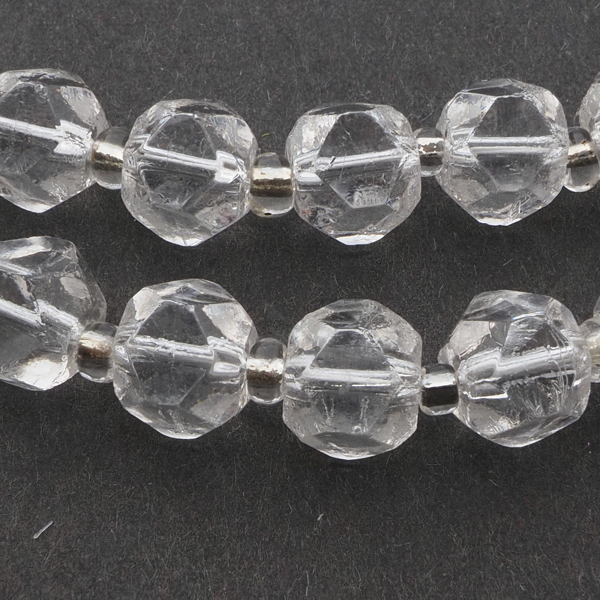 Vintage necklace Czech round faceted clear English cut glass beads 19