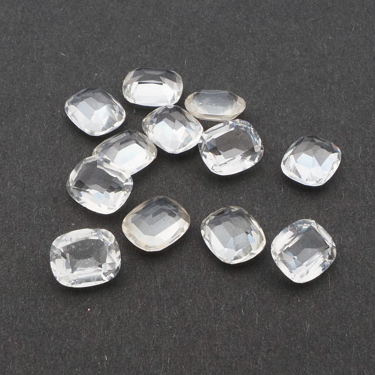 Lot (12) Czech vintage clear rectangle glass rhinestones 10x8mm