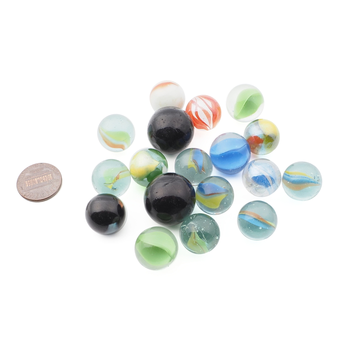 Lot (18) antique vintage German glass marbles toys 