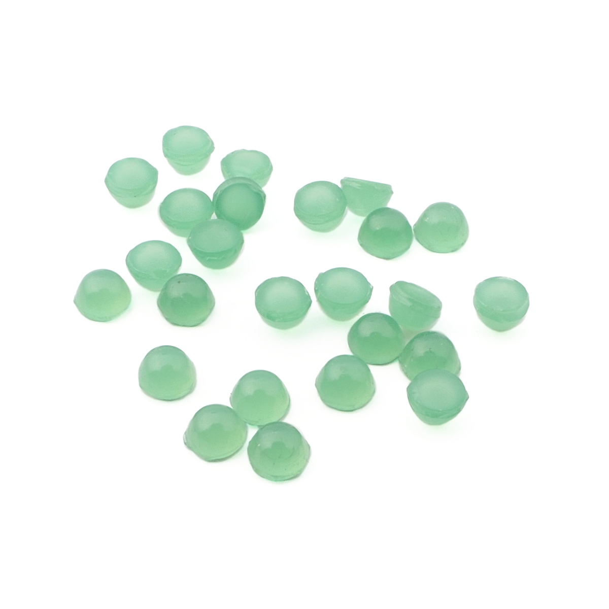 Lot (24) Czech vintage chalcedony green opaline glass cabochons 4mm