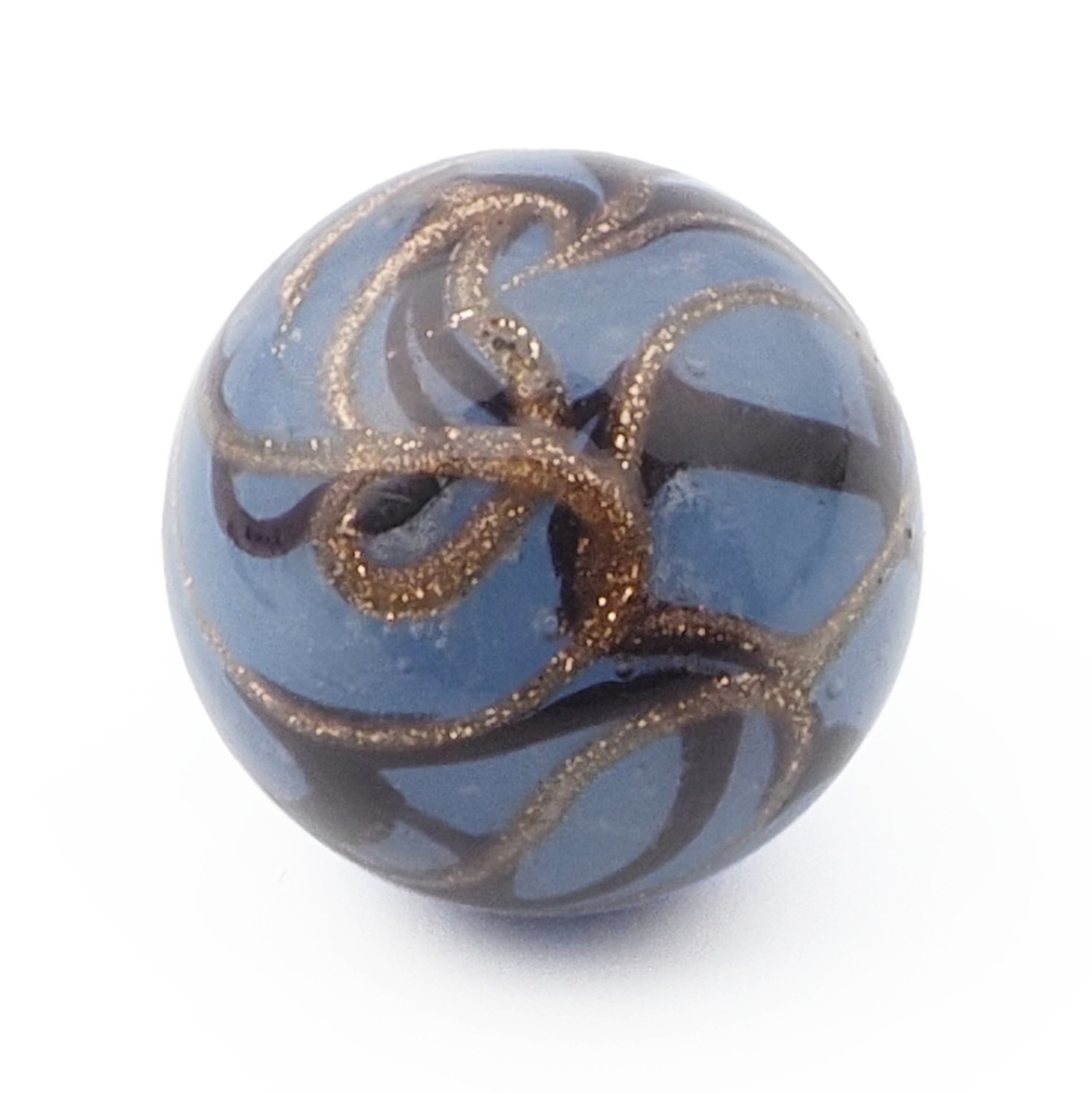 Antique Czech blue black aventurine gold swirl micro lampwork ball glass button 13mm