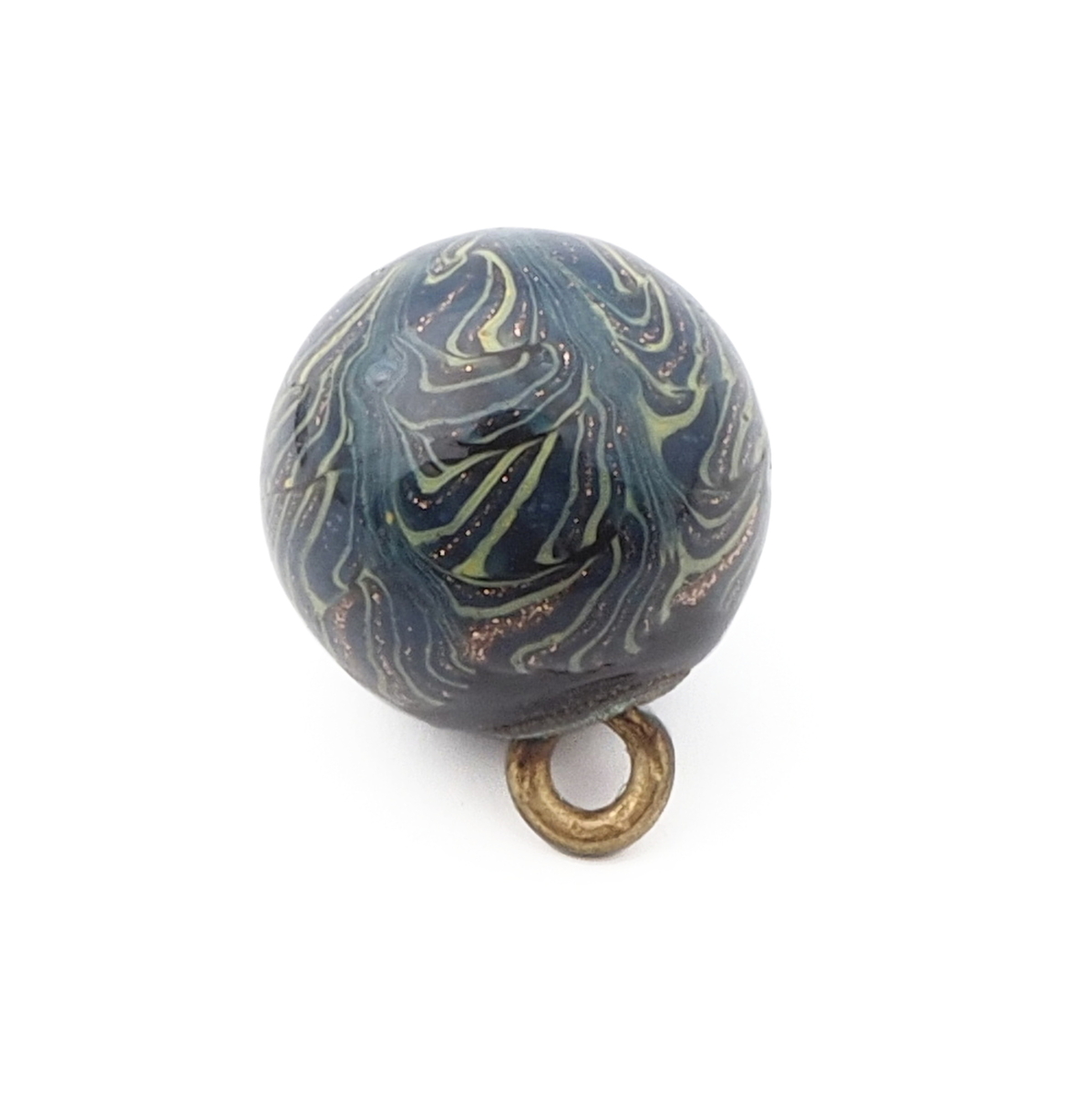 Antique Czech multicolor abstract micro lampwork ball glass button 12mm