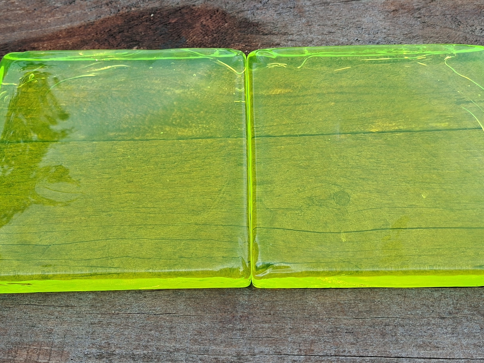 Two glass blocks slabs art installation