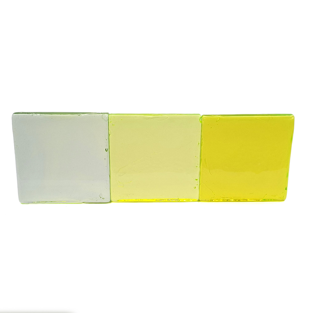 Czech square uranium glass block slab design decor craft lampwork art installation - kopie