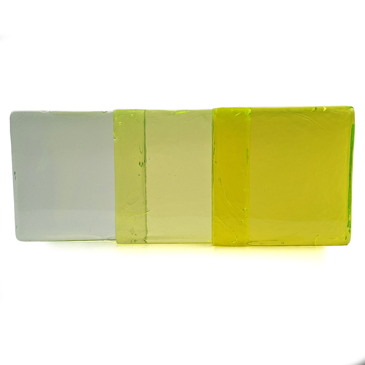 Czech square uranium glass block slab design decor craft lampwork art installation - kopie