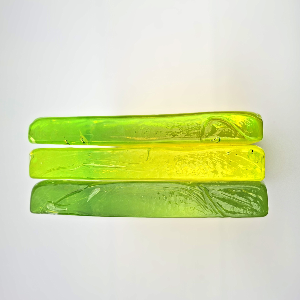 Czech square uranium glass block slab design decor craft lampwork art installation - kopie