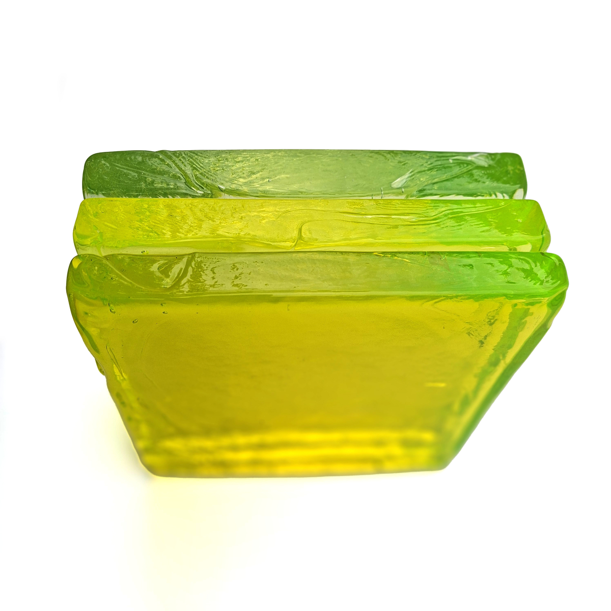 Czech square uranium glass block slab design decor craft lampwork art installation - kopie