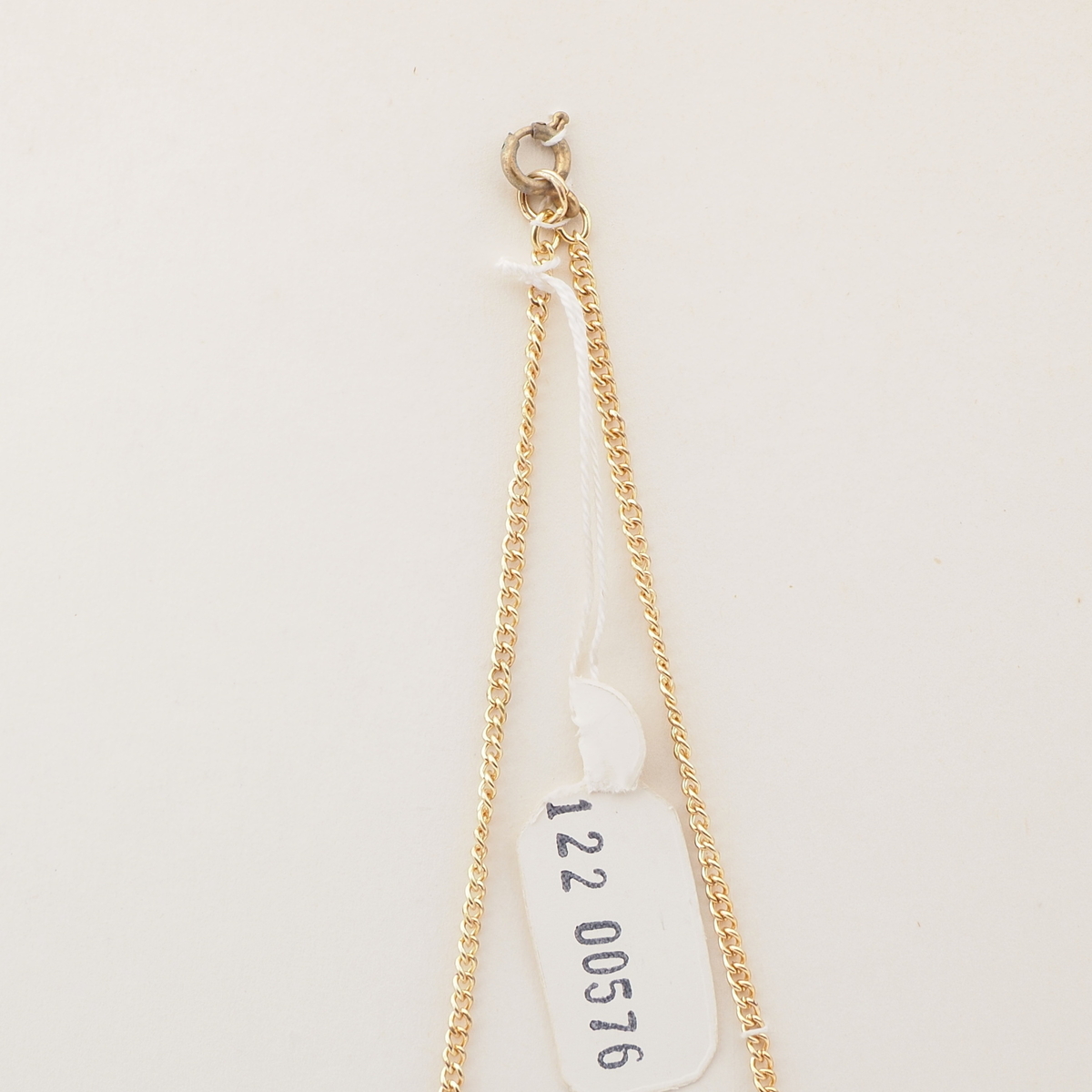 Vintage Czech gold link chain necklace blue marble glass beads 15"