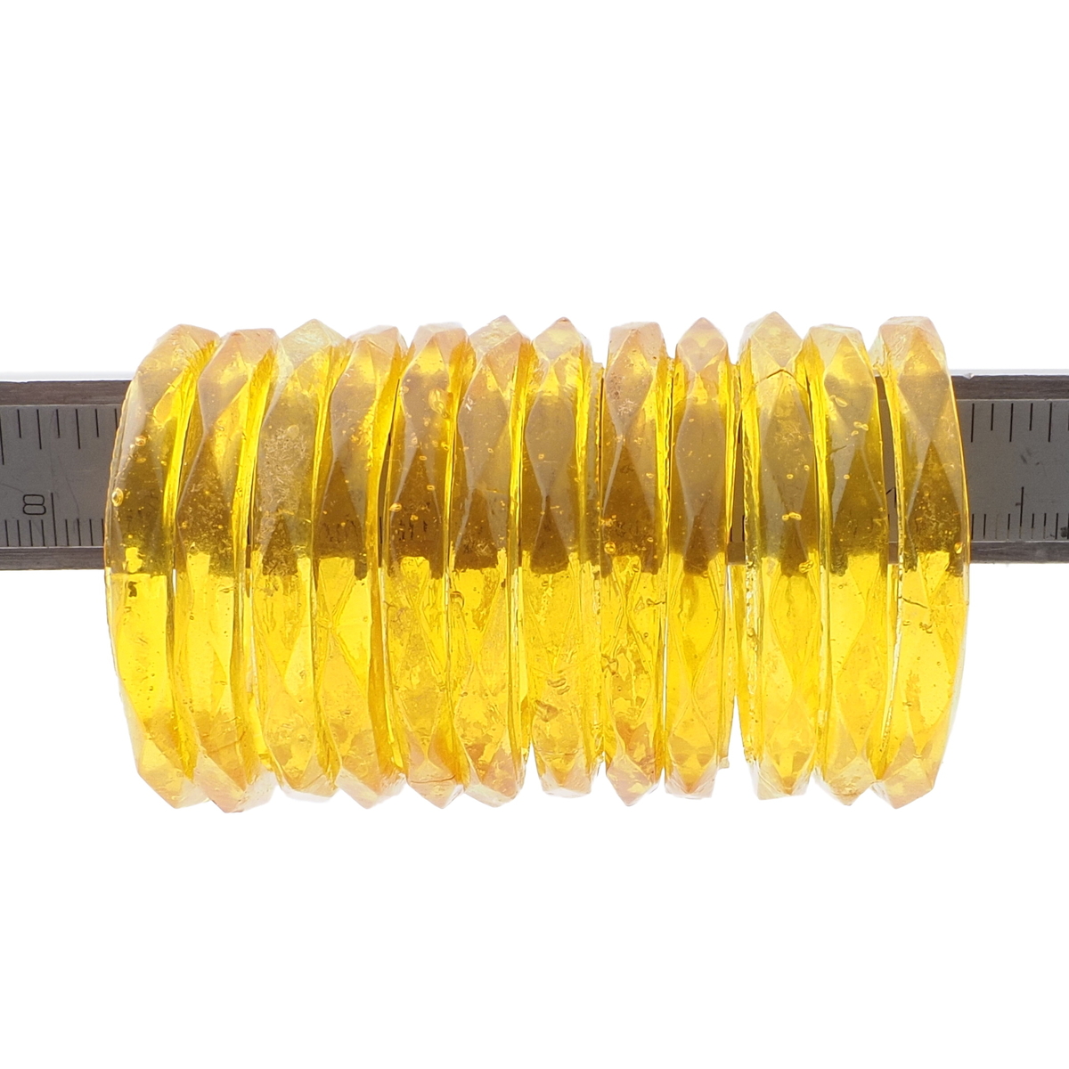 Lot (12) antique Czech golden yellow faceted mini glass bangles napkin rings