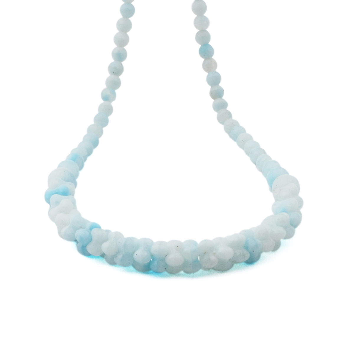 Vintage Czech necklace blue opaline glass beads 17"