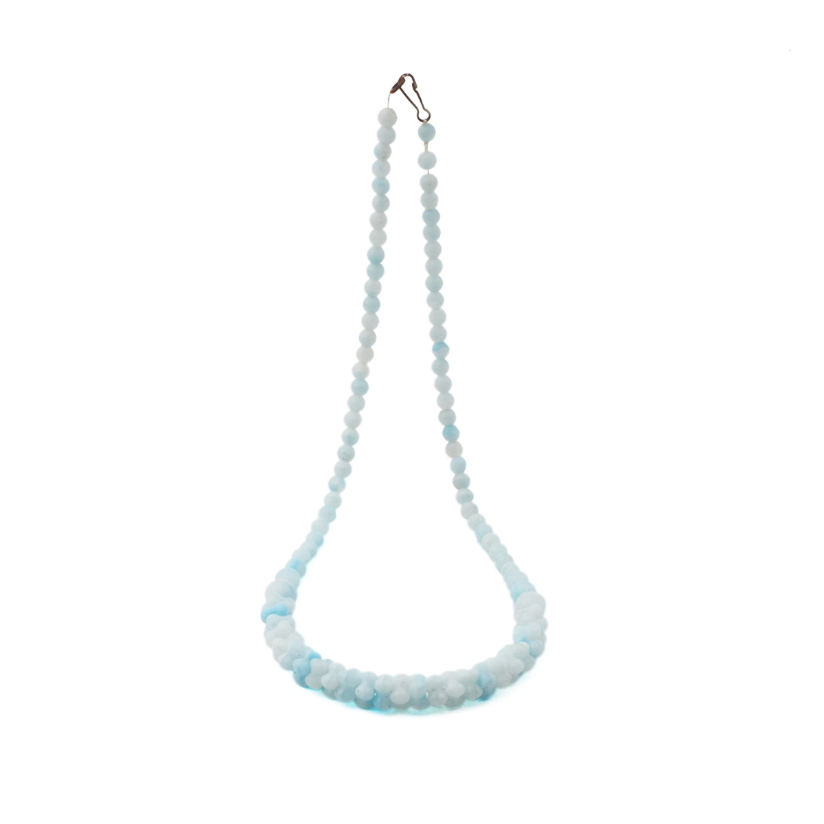 Vintage Czech necklace blue opaline glass beads 17"