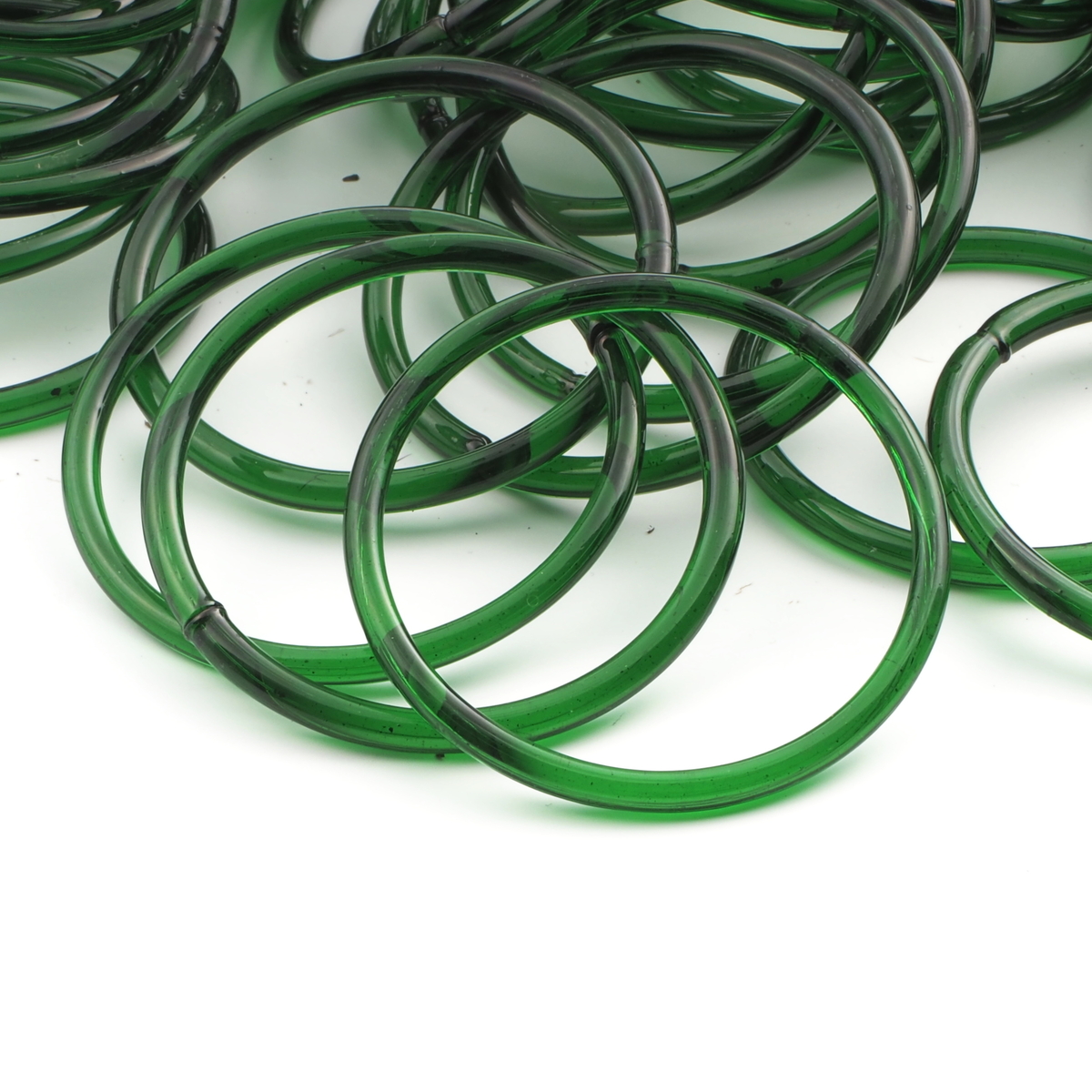 Lot (2) antique Czech Emerald green glass bangles hoops rings 49mm