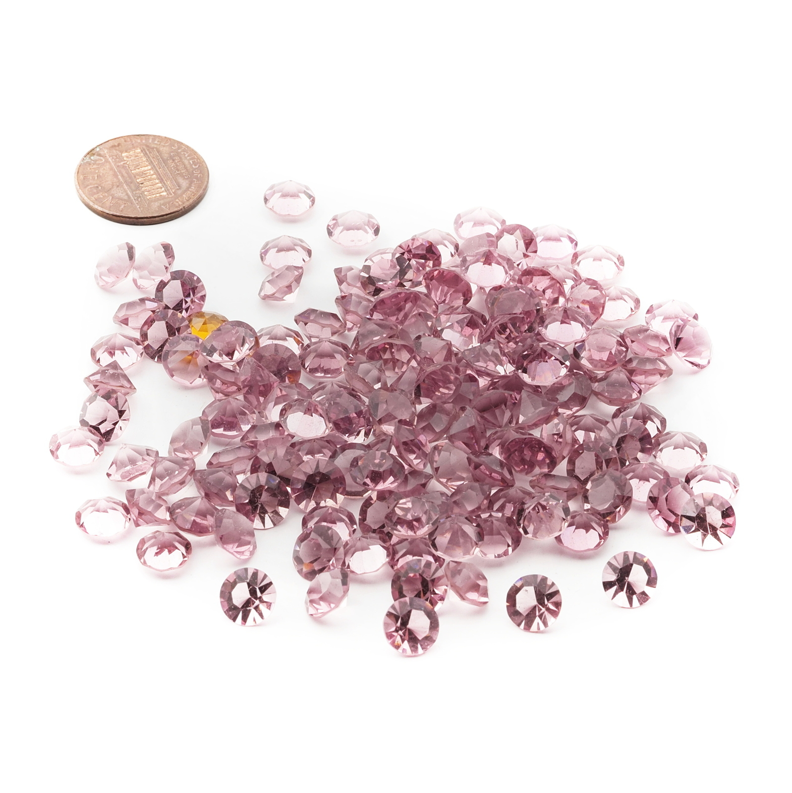 Lot (130) Czech vintage round pink glass rhinestones 7mm