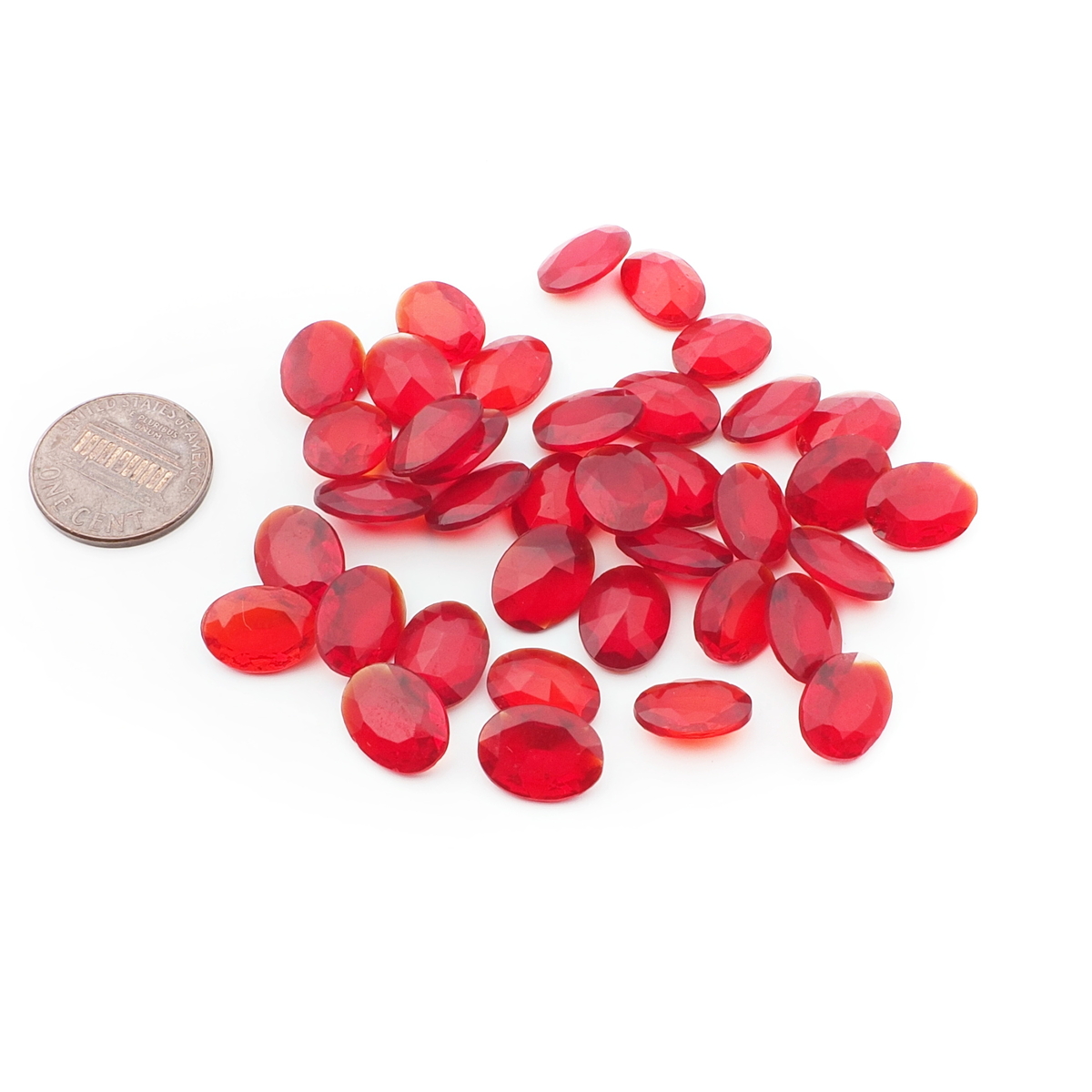 Lot (37) Czech vintage oval red glass rhinestones 11/12mm