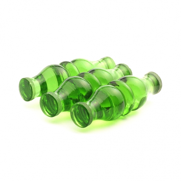 Lot (3) Large Czech antique green art glass turned balustrade furniture door handles 4.2"