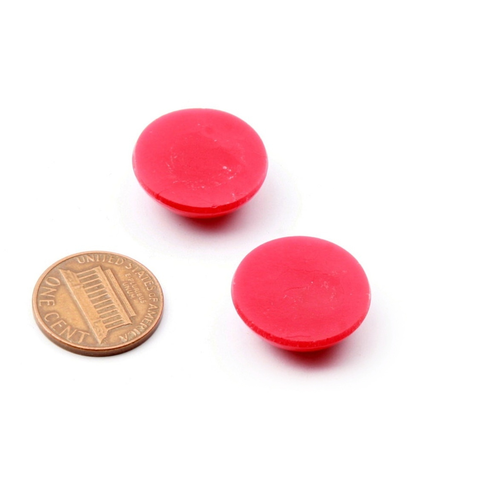 Lot (2) Czech vintage red round glass cabochons 20mm
