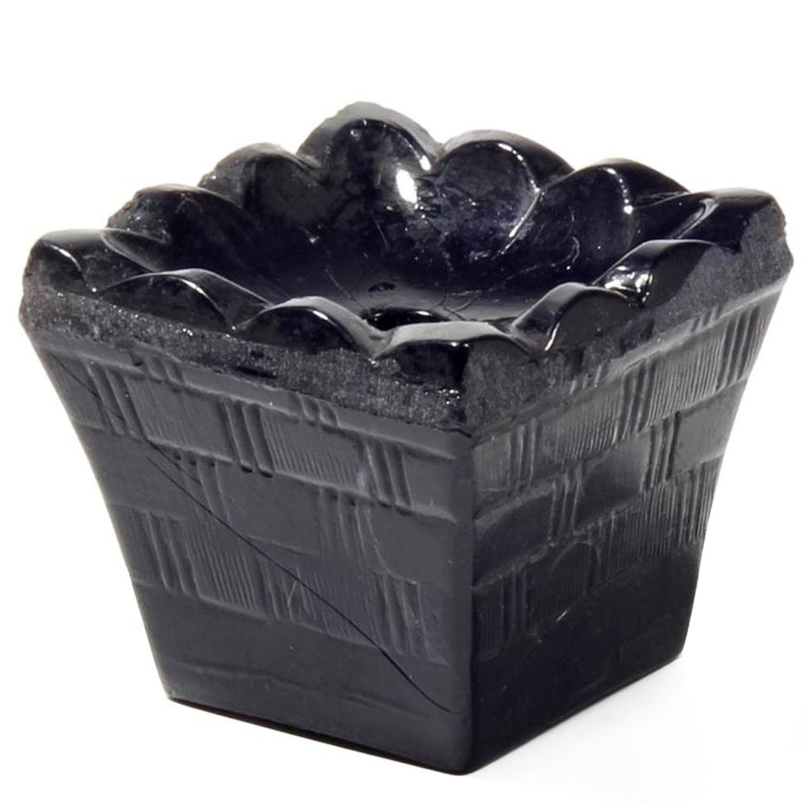 Vintage Czech miniature black glass square plant pot ornament doll house furniture