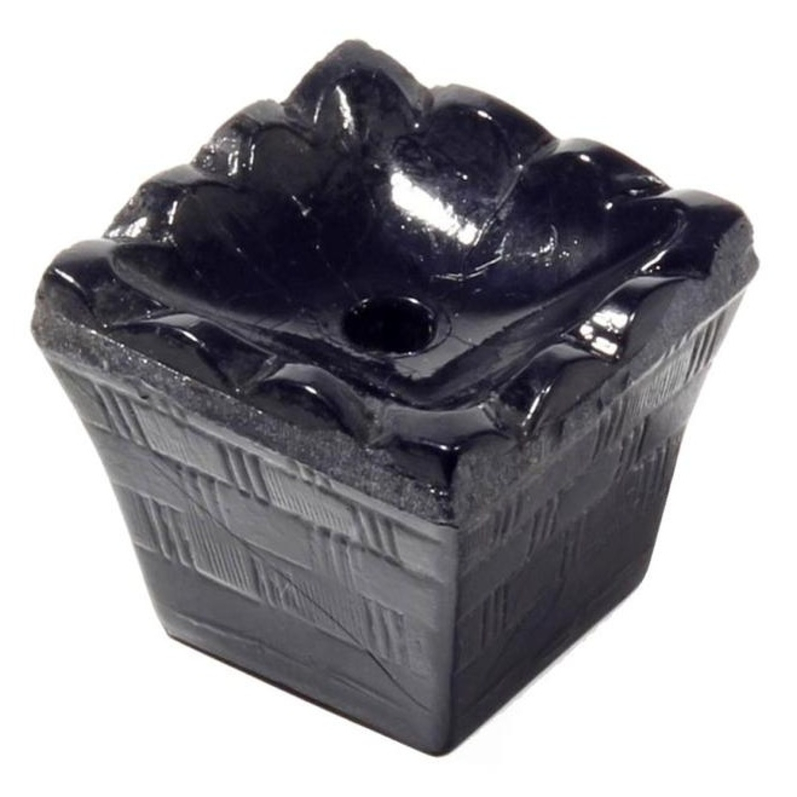 Vintage Czech miniature black glass square plant pot ornament doll house furniture