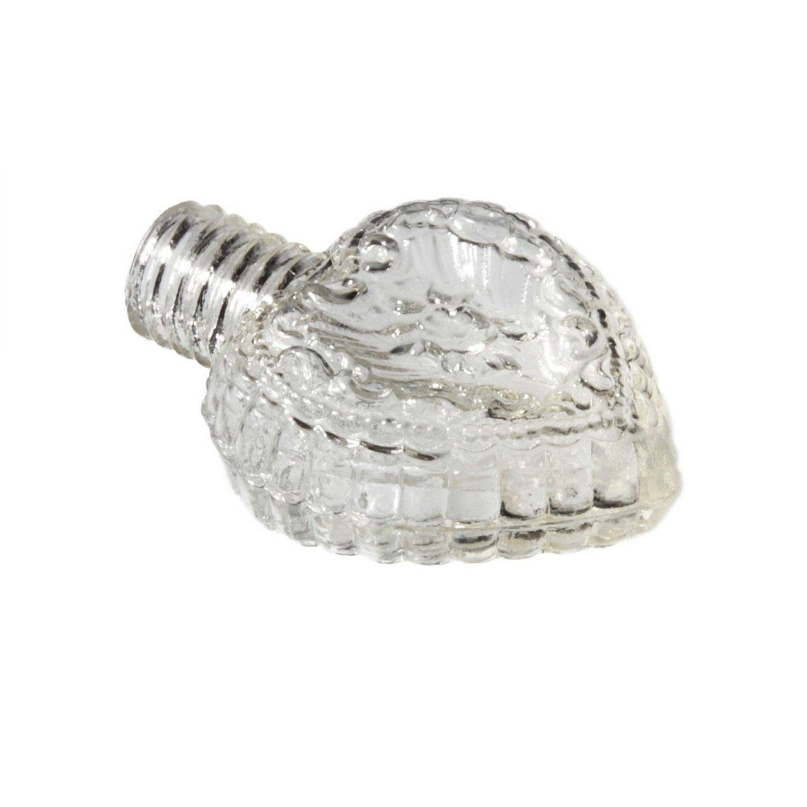 Floral crystal clear glass perfume scent bottle 38mm Vintage Czech miniature heart